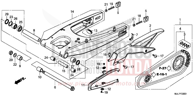 BRAS OSCILLANT de Integra 750 MAT PEARL GLARE WHITE (NHB54) de 2014